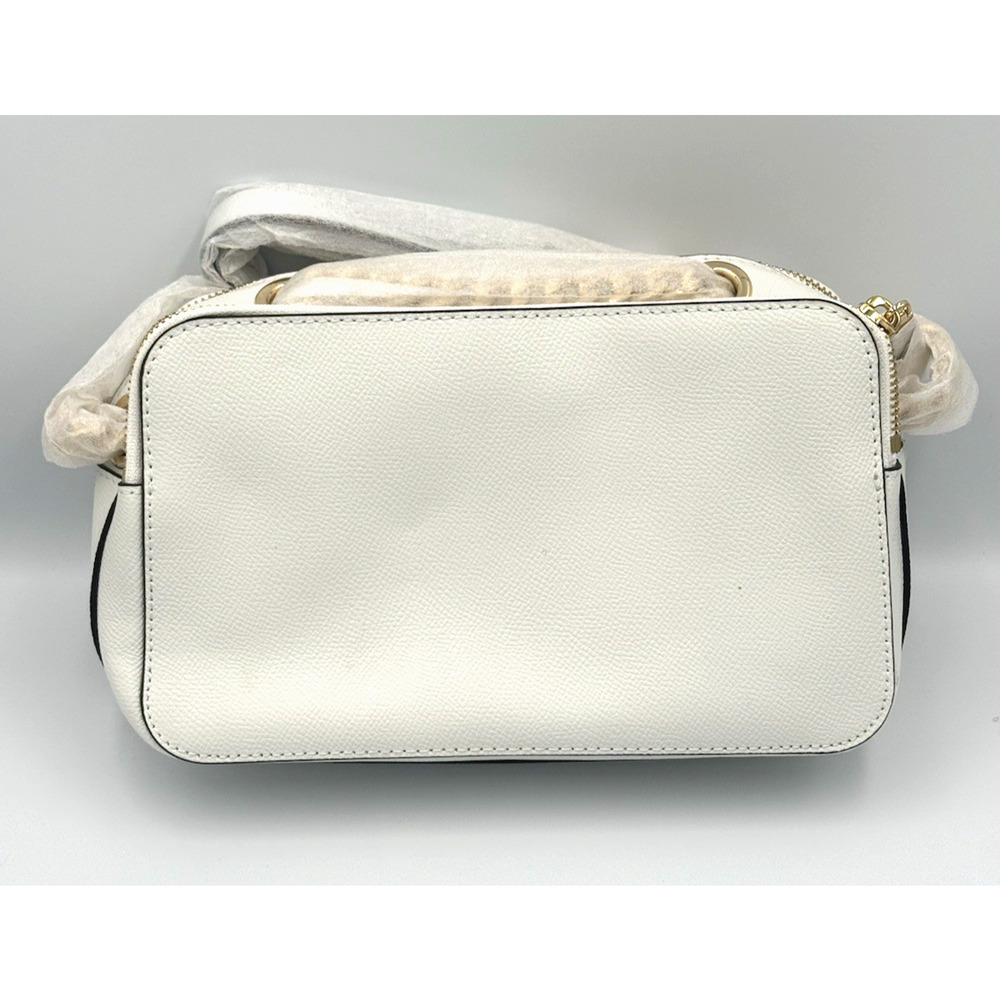 Michael Kors Sylvia Large Double Zip Crossbody Optic White Leather New With Tags - Picture 2 of 11